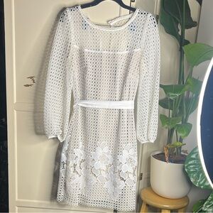 White House Black Market Ivory Floral Lace Dress